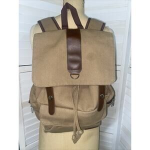 Bella Russo Canvas Backpack Faux Leather Closures Bookbag Canvas Bag Luggage